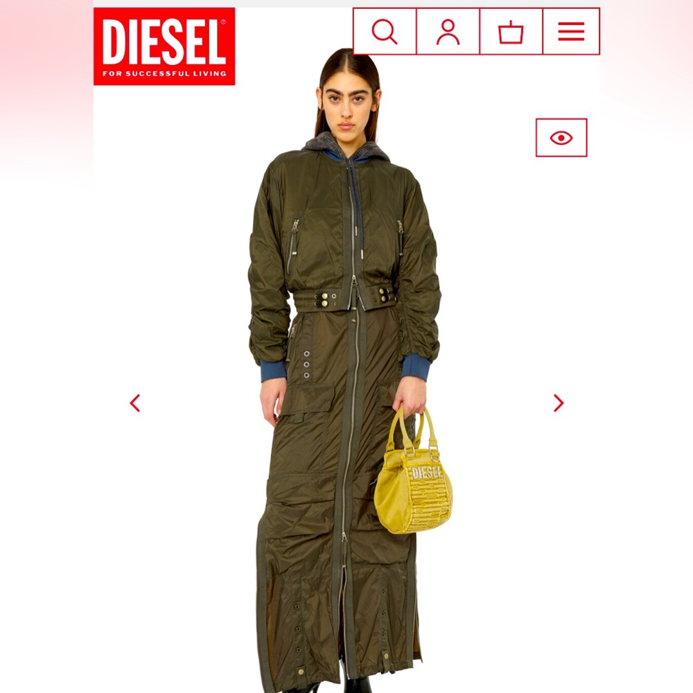 NWOT Diesel O-Crep Long Skirt with Cargo Pockets. Military Green